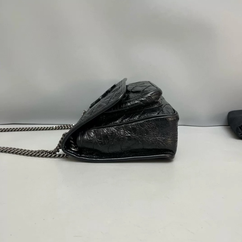 YSL Saint Laurent Niki小號黑色全皮銀鏈郵差包-4