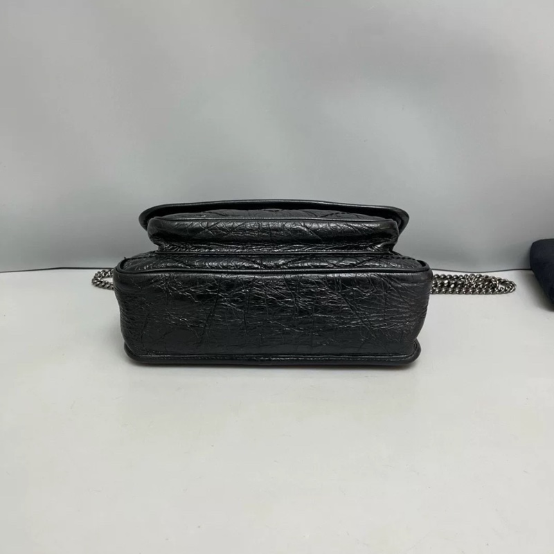 YSL Saint Laurent Niki小號黑色全皮銀鏈郵差包-5