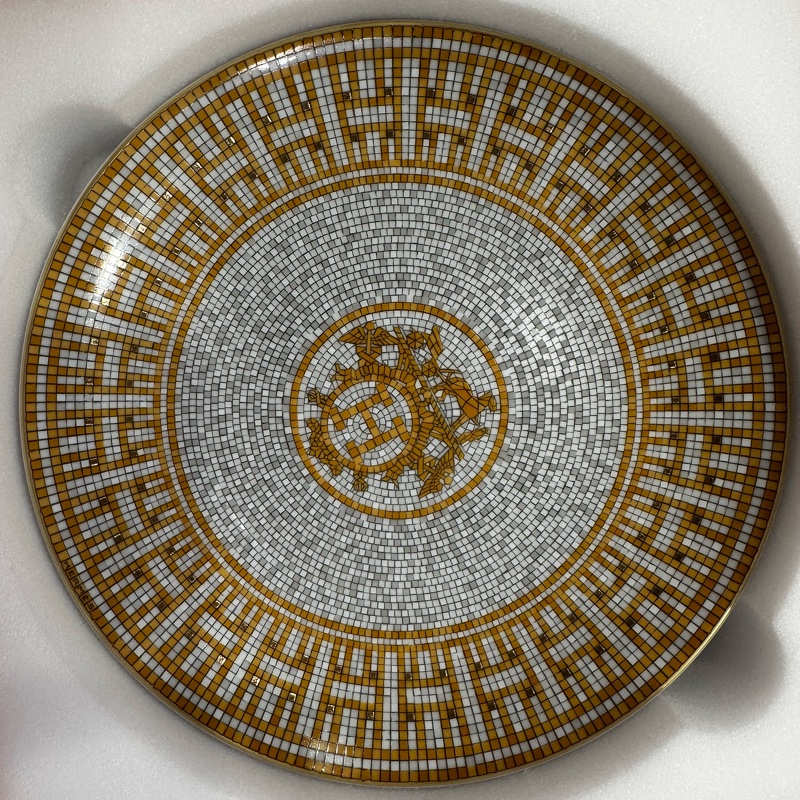 1組2個  馬賽克金銀各一 Hermes 馬賽克餐瓷 甜點盤 餐瓷 點心盤 馬賽克-14