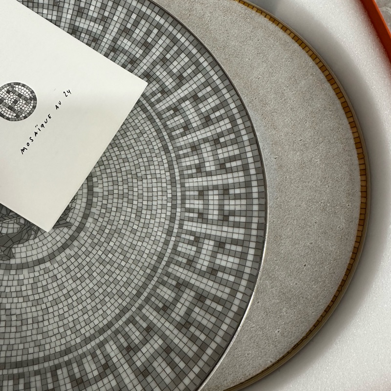 1組2個  馬賽克金銀各一 Hermes 馬賽克餐瓷 甜點盤 餐瓷 點心盤 馬賽克-15