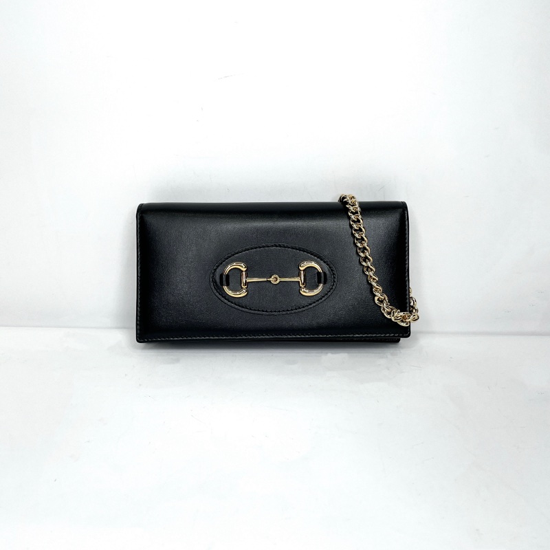 GUCCI 黑牛皮1955手機包WOC-1