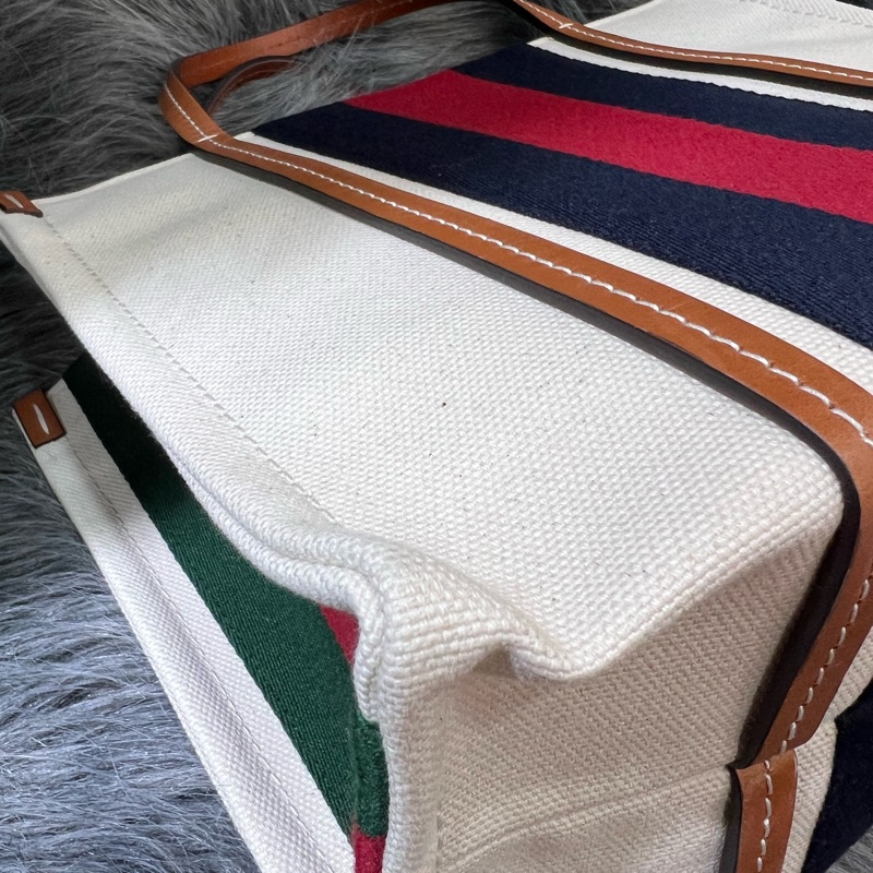 Gucci 焦糖色 牛皮 米白 帆布 GRG 藍紅藍 金釦 托特包 Booktote 手提包 公事包 斜背包 肩背包 旅行包-7