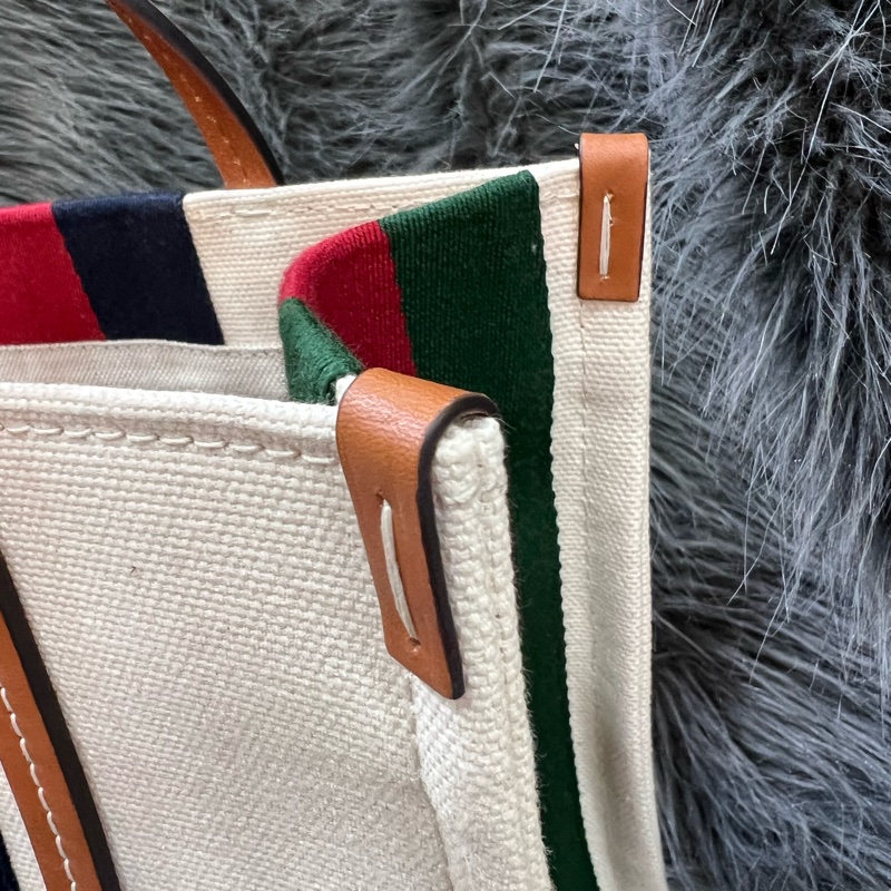 Gucci 焦糖色 牛皮 米白 帆布 GRG 藍紅藍 金釦 托特包 Booktote 手提包 公事包 斜背包 肩背包 旅行包-9