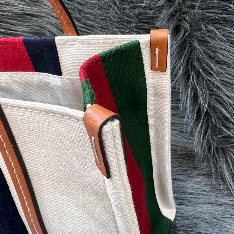 Gucci 焦糖色 牛皮 米白 帆布 GRG 藍紅藍 金釦 托特包 Booktote 手提包 公事包 斜背包 肩背包 旅行包-11