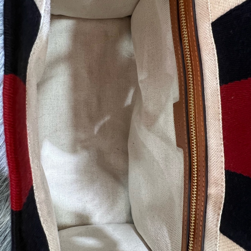 Gucci 焦糖色 牛皮 米白 帆布 GRG 藍紅藍 金釦 托特包 Booktote 手提包 公事包 斜背包 肩背包 旅行包-12