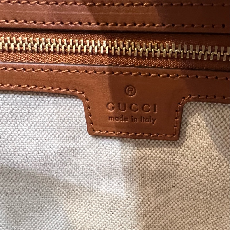 Gucci 焦糖色 牛皮 米白 帆布 GRG 藍紅藍 金釦 托特包 Booktote 手提包 公事包 斜背包 肩背包 旅行包-21