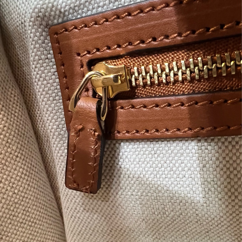 Gucci 焦糖色 牛皮 米白 帆布 GRG 藍紅藍 金釦 托特包 Booktote 手提包 公事包 斜背包 肩背包 旅行包-22