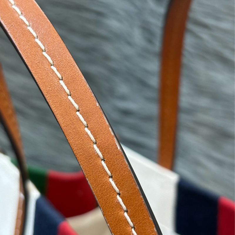 Gucci 焦糖色 牛皮 米白 帆布 GRG 藍紅藍 金釦 托特包 Booktote 手提包 公事包 斜背包 肩背包 旅行包-24