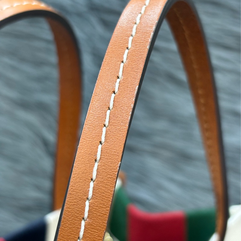 Gucci 焦糖色 牛皮 米白 帆布 GRG 藍紅藍 金釦 托特包 Booktote 手提包 公事包 斜背包 肩背包 旅行包-25