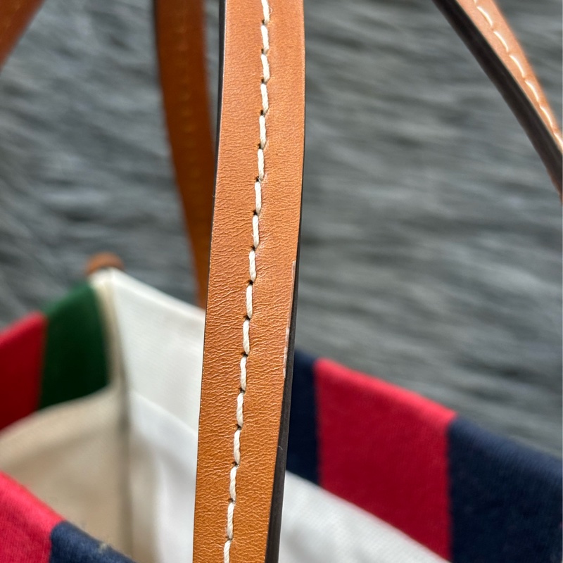 Gucci 焦糖色 牛皮 米白 帆布 GRG 藍紅藍 金釦 托特包 Booktote 手提包 公事包 斜背包 肩背包 旅行包-26