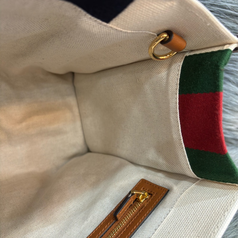 Gucci 焦糖色 牛皮 米白 帆布 GRG 藍紅藍 金釦 托特包 Booktote 手提包 公事包 斜背包 肩背包 旅行包-27