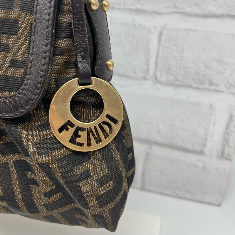 FENDI 芬迪 8BR445 FF ZUCCA 老花 翻蓋廚師包 手提包 精品包包 肩背包-1