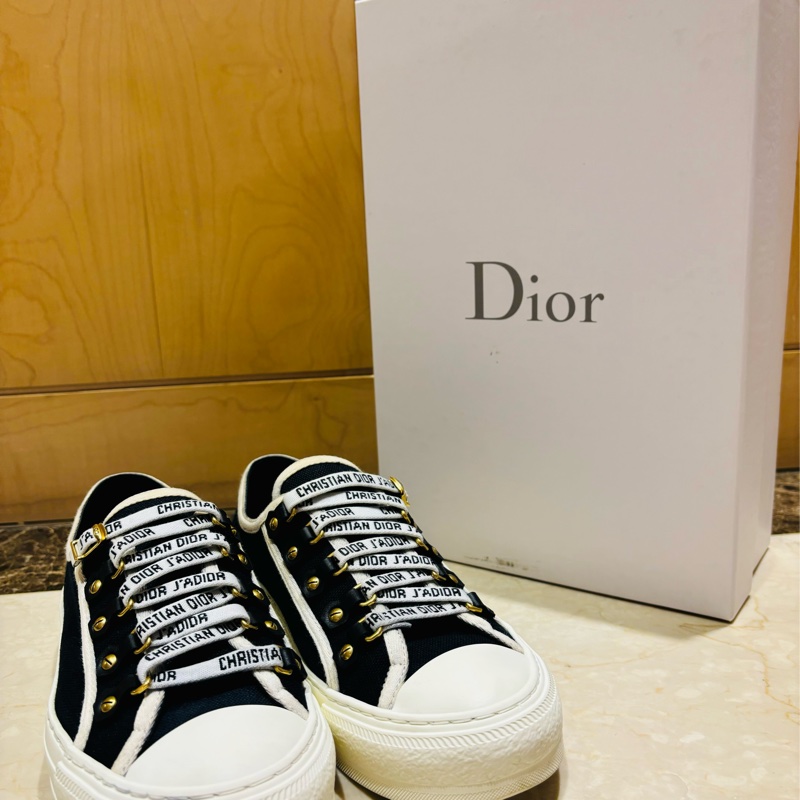 Walk'n'Dior 經典logo款鞋帶 增高休閒平底球鞋 36-0