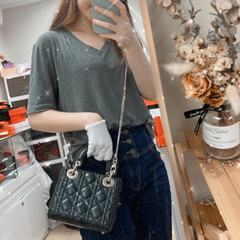 (已出❌) Dior lady dior mini 黑色三格迷你戴妃包-19