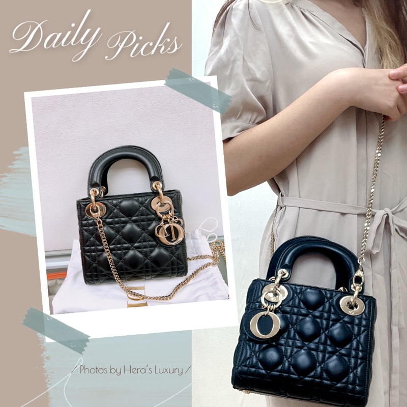 (已出❌) Dior lady dior mini 黑色三格迷你戴妃包-20