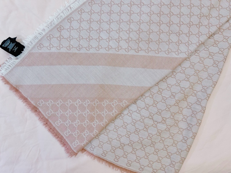 Gucci 古馳 粉色雙G Logo羊毛蠶絲圍巾Gucci Pink logo wool silk squared shawl scarf-3