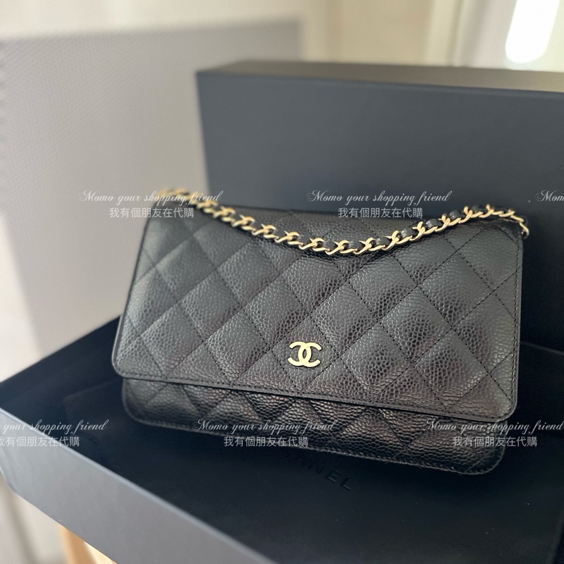 香奈兒經典款WOC|黑金荔枝皮|歐洲購證、全新全配-0