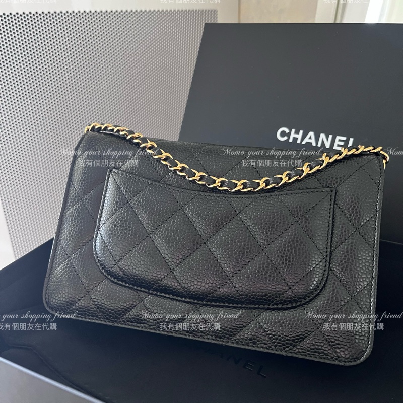 香奈兒經典款WOC|黑金荔枝皮|歐洲購證、全新全配-1