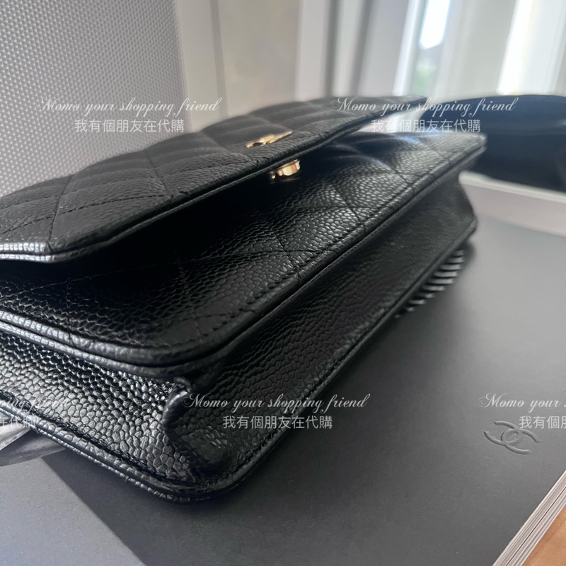 香奈兒經典款WOC|黑金荔枝皮|歐洲購證、全新全配-3