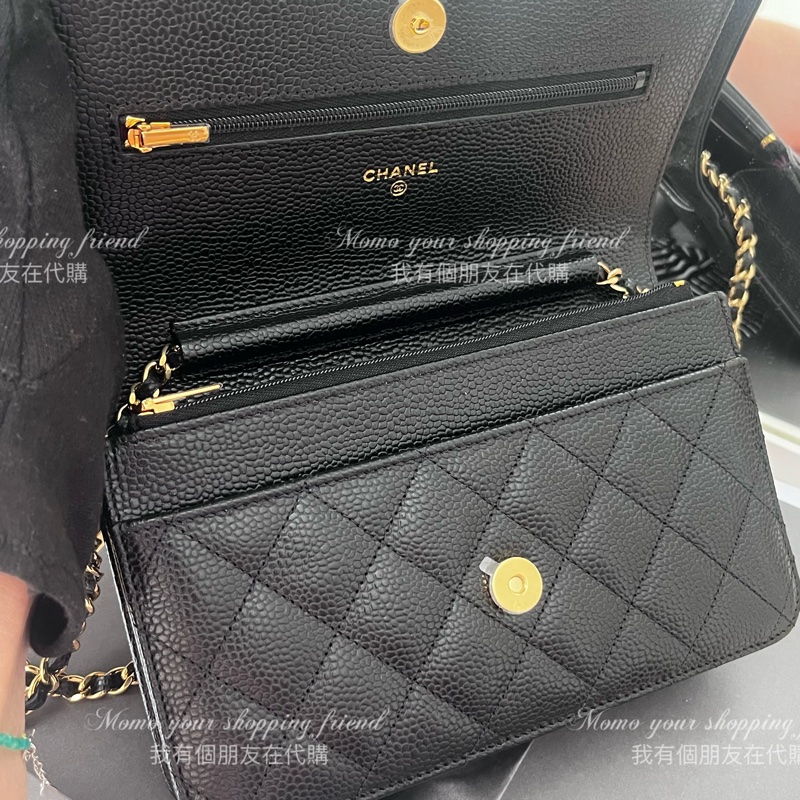 香奈兒經典款WOC|黑金荔枝皮|歐洲購證、全新全配-7