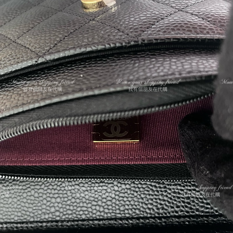 香奈兒經典款WOC|黑金荔枝皮|歐洲購證、全新全配-9
