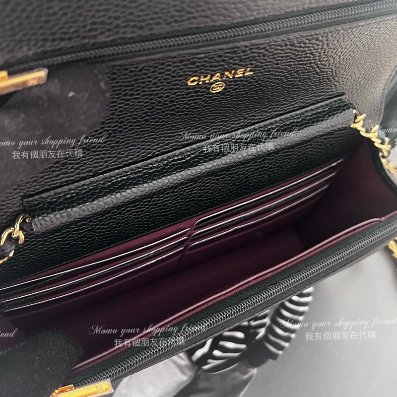 香奈兒經典款WOC|黑金荔枝皮|歐洲購證、全新全配-10