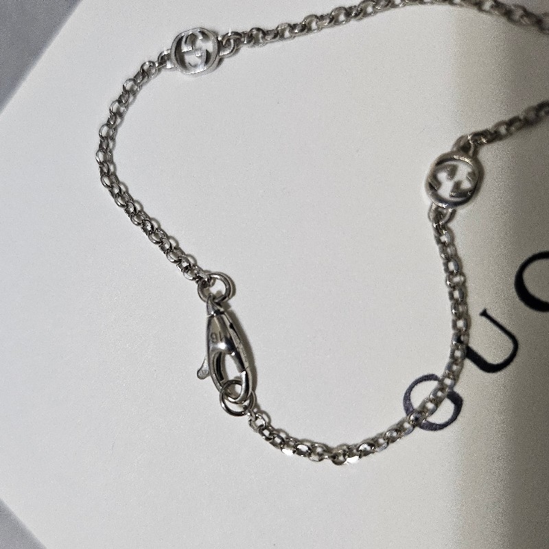 ♡gucci雕花愛心銀手鍊-4