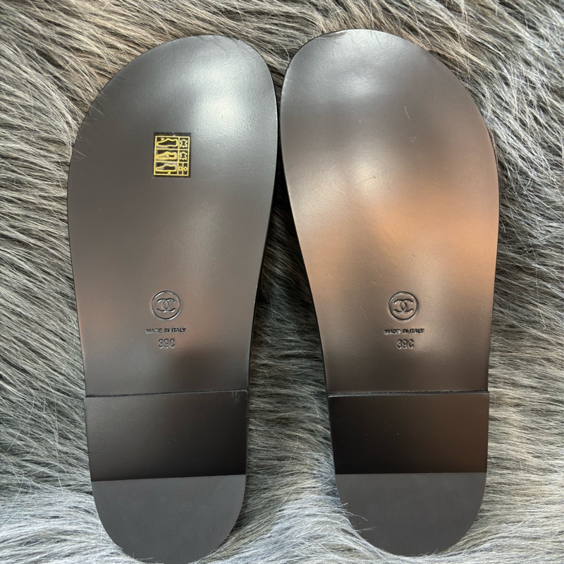 CHANEL G45507 LOGO 雙C金釦 黑色 牛皮 菱格紋 皮穿鍊 勃肯鞋 拖鞋 平底鞋 涼鞋-11