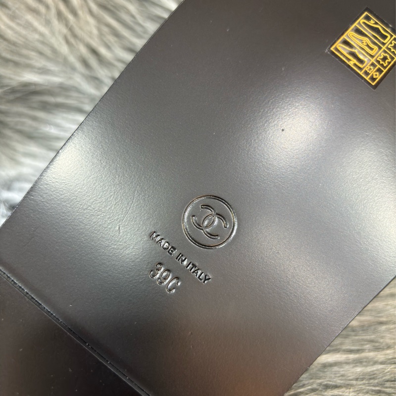 CHANEL G45507 LOGO 雙C金釦 黑色 牛皮 菱格紋 皮穿鍊 勃肯鞋 拖鞋 平底鞋 涼鞋-13