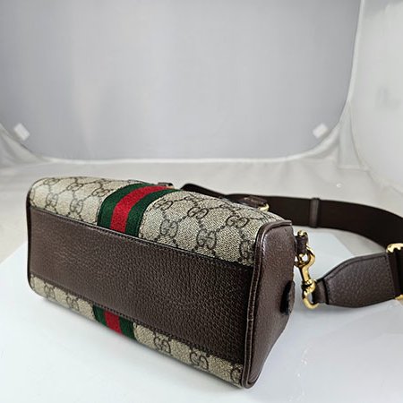 GUCCI 咖啡色PVC GG LOGO 迷你保齡球二用包 7246006-4
