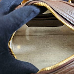 GUCCI 咖啡色PVC GG LOGO 迷你保齡球二用包 7246006-5