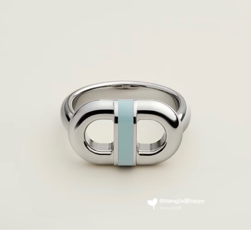 全新全配愛馬仕Hermes豬鼻銀飾男戒（戒圍56號）-0