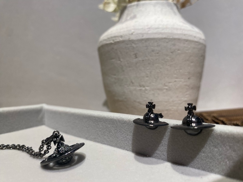 Vivienne Westwood 立體土星銀黑色項鍊-4