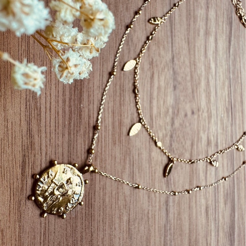 Missoma 英國輕奢飾品 經典羅馬金幣項鍊兩件組-0