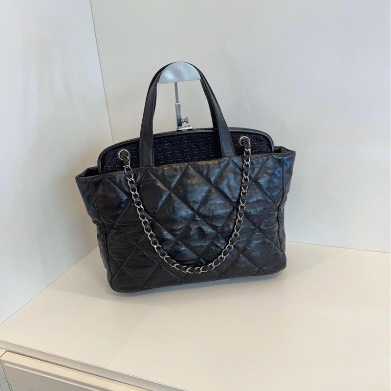 Chanel黑色菱格2way琴譜鏈條tote-1