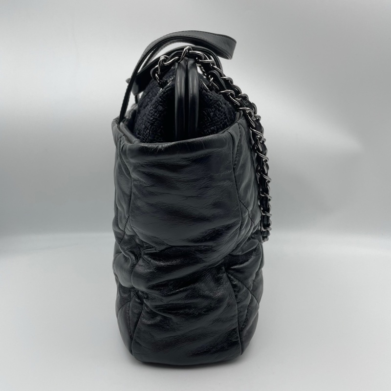 Chanel黑色菱格2way琴譜鏈條tote-10