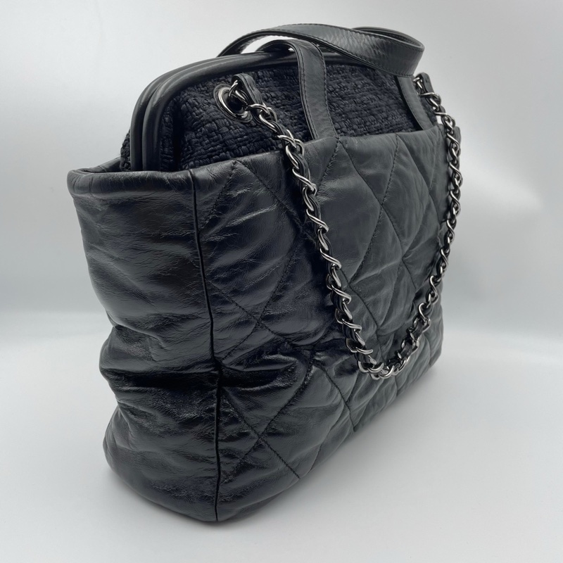 Chanel黑色菱格2way琴譜鏈條tote-11