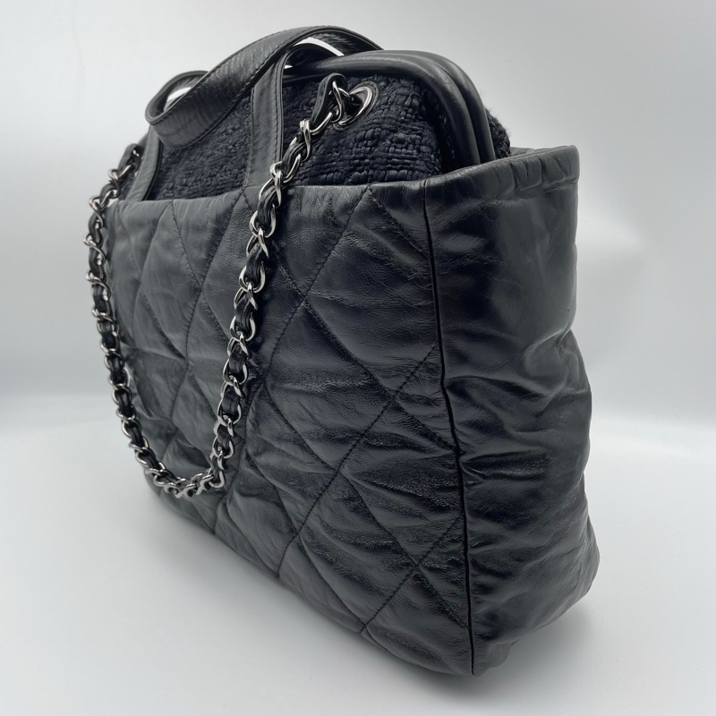 Chanel黑色菱格2way琴譜鏈條tote-14