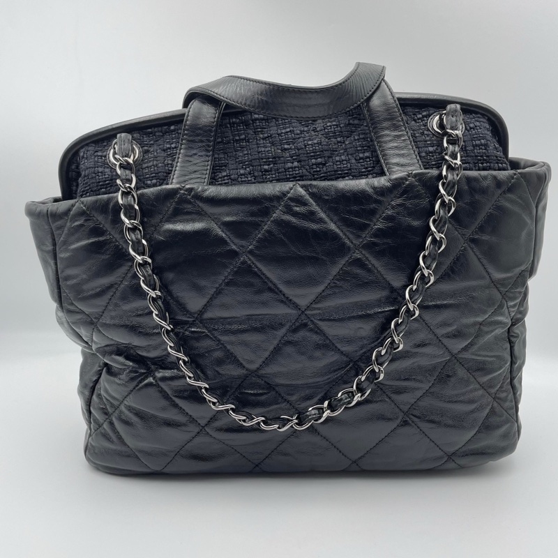 Chanel黑色菱格2way琴譜鏈條tote-16