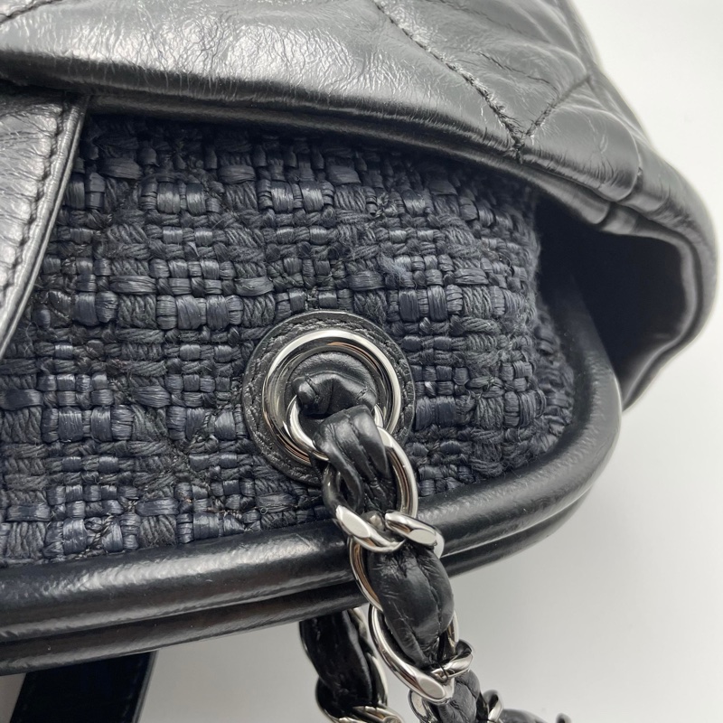 Chanel黑色菱格2way琴譜鏈條tote-20