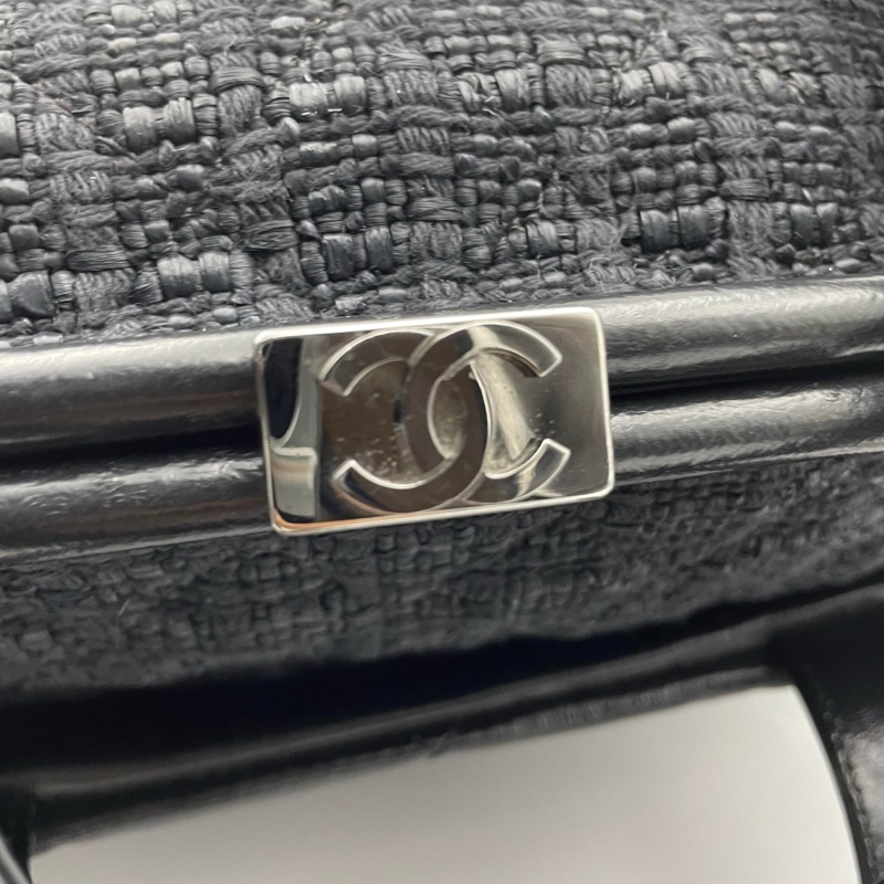 Chanel黑色菱格2way琴譜鏈條tote-21