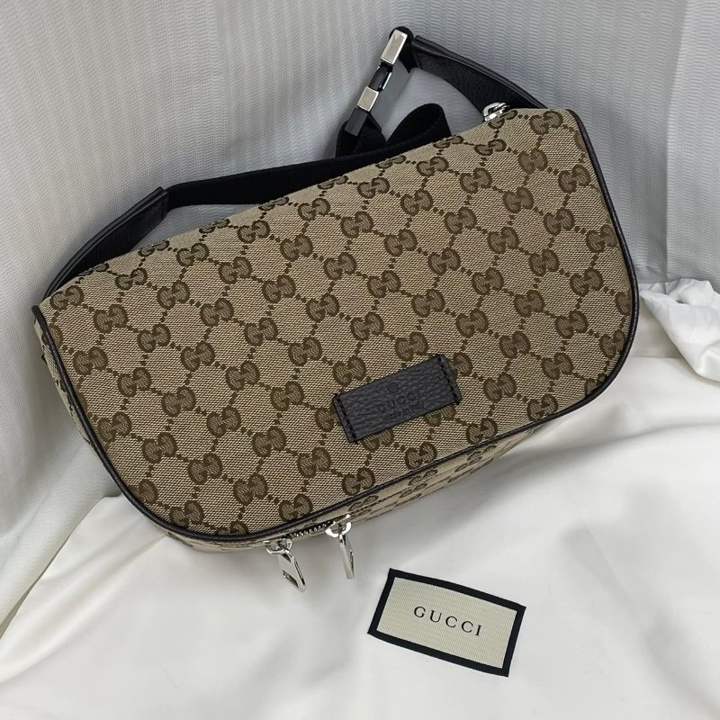 【售出】GUCCI 老花印花logo 胸包 腰包 男包-8