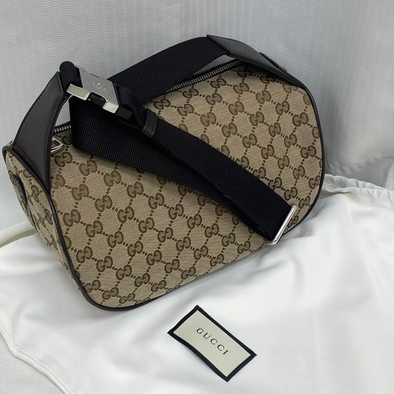 【售出】GUCCI 老花印花logo 胸包 腰包 男包-11