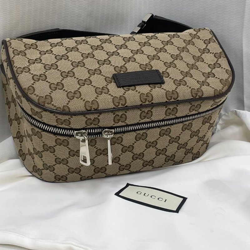 【售出】GUCCI 老花印花logo 胸包 腰包 男包-12