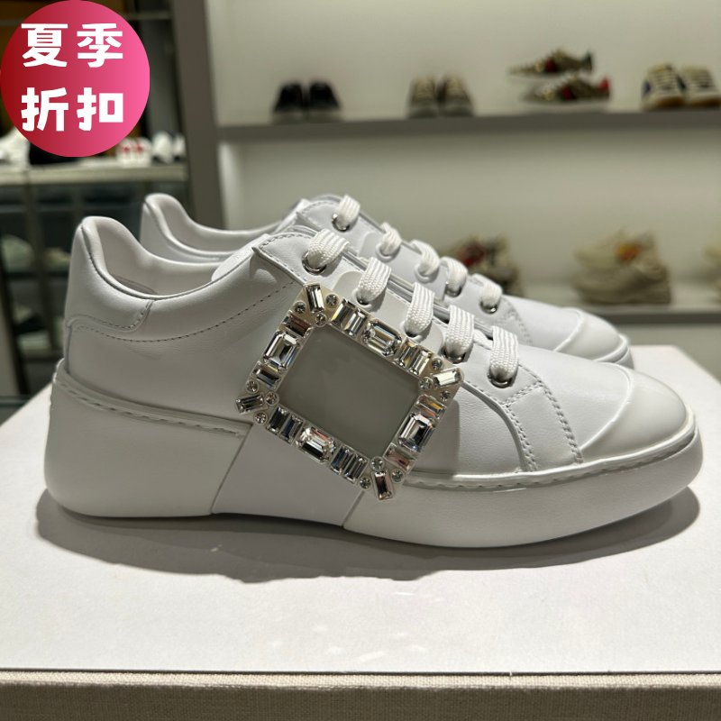 🎁當季特價🎁Roger Vivier Viv Skate Strass 水晶方釦軟皮運動鞋 IT 35/38-0