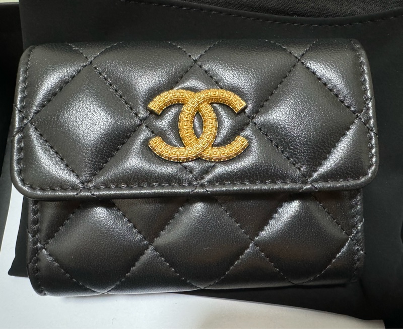 Chanel 香奈兒 羊皮三折卡包 卡包-0