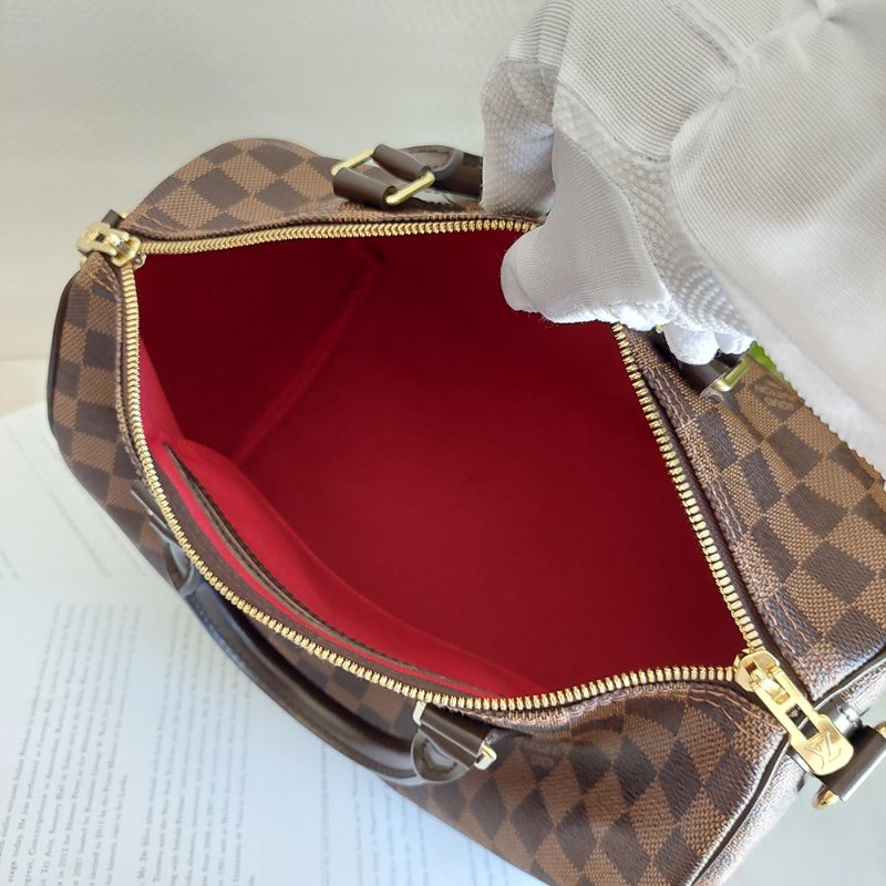 LV  🎀現品實拍 🎀 N41183 格紋 Speedy30cm 波士頓包 手提 斜背包~二手品-41