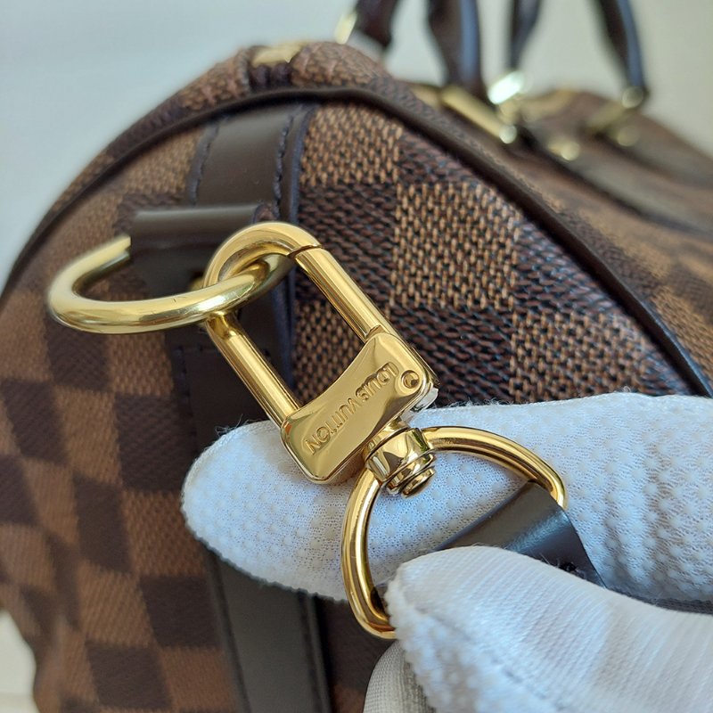 LV  🎀現品實拍 🎀 N41183 格紋 Speedy30cm 波士頓包 手提 斜背包~二手品-51