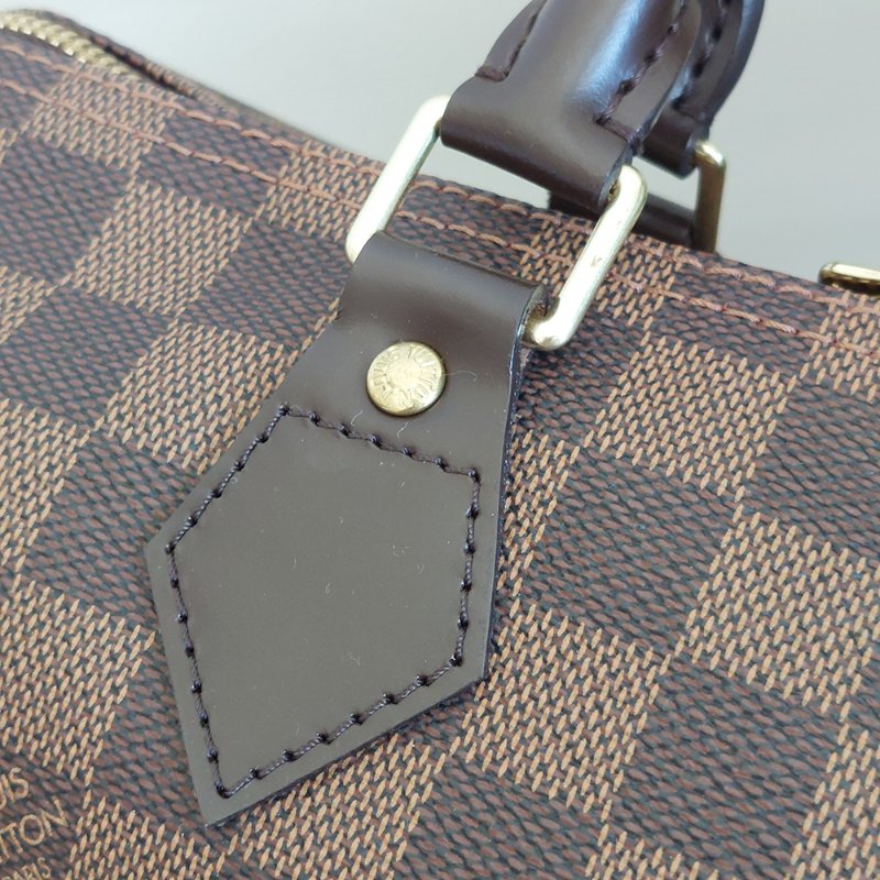 LV  🎀現品實拍 🎀 N41183 格紋 Speedy30cm 波士頓包 手提 斜背包~二手品-58