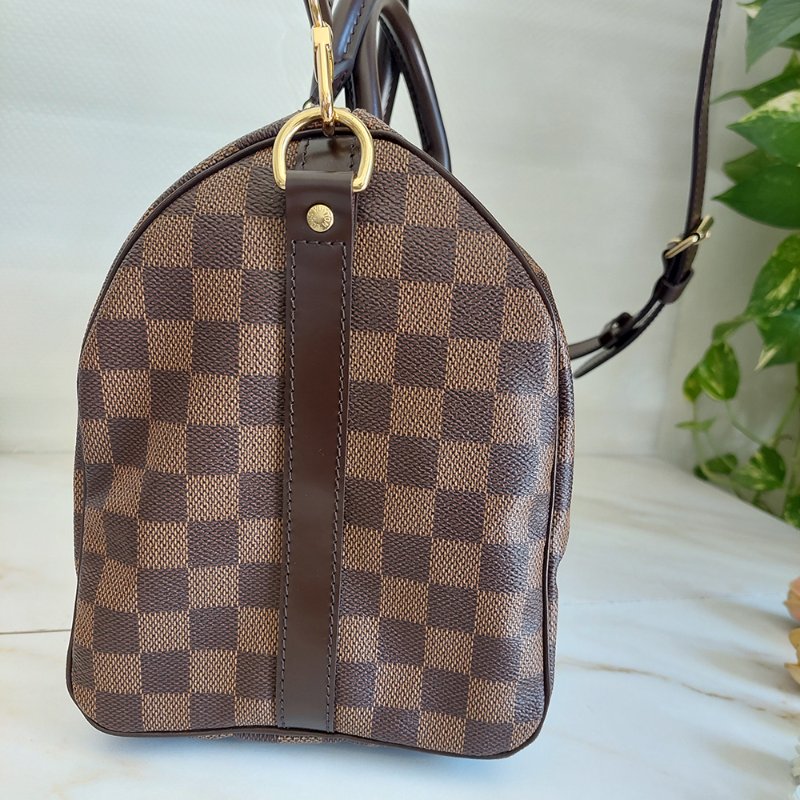 LV  🎀現品實拍 🎀 N41183 格紋 Speedy30cm 波士頓包 手提 斜背包~二手品-63